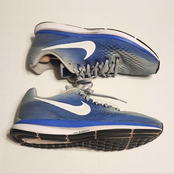 Nike Air Zoom Pegasus 34 Mens Running Sneakers Blue Gray 12 - Picture 2 of 11